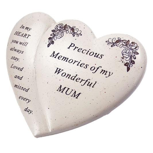 Mum diamante double heart graveside memorial ornament
