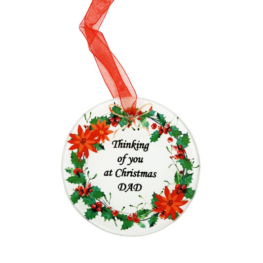 Dad Christmas wreath glass memorial tree decoration