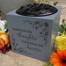 Load image into Gallery viewer, Grey Always In Our Thoughts Forever in Our Hearts Rose Memorial Graveside Flower Bowl Vase Pot