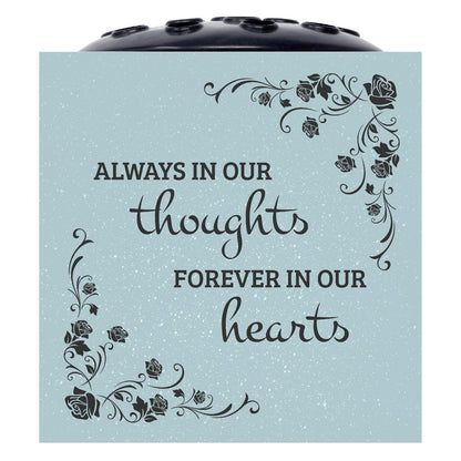 Grey Always In Our Thoughts Forever in Our Hearts Rose Memorial Graveside Flower Bowl Vase Pot