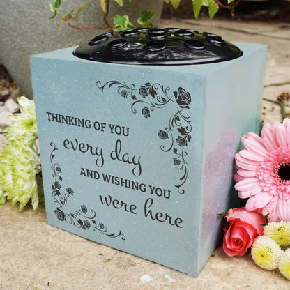 Grey Thinking Of You Every Day Wishing You Were Here Memorial Graveside Flower Vase