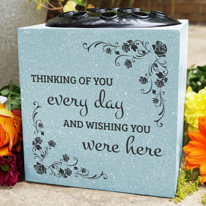 Grey Thinking Of You Every Day Wishing You Were Here Memorial Graveside Flower Vase