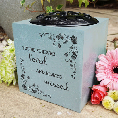 Grey Forever Loved and Always Missed Memorial Graveside Flower Bowl Vase Pot