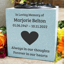 Load image into Gallery viewer, Grey Personalised Customised Memorial Graveside Flower Rose Bowl Vase With Love Heart Always In Our Thoughts Forever In Our Hearts