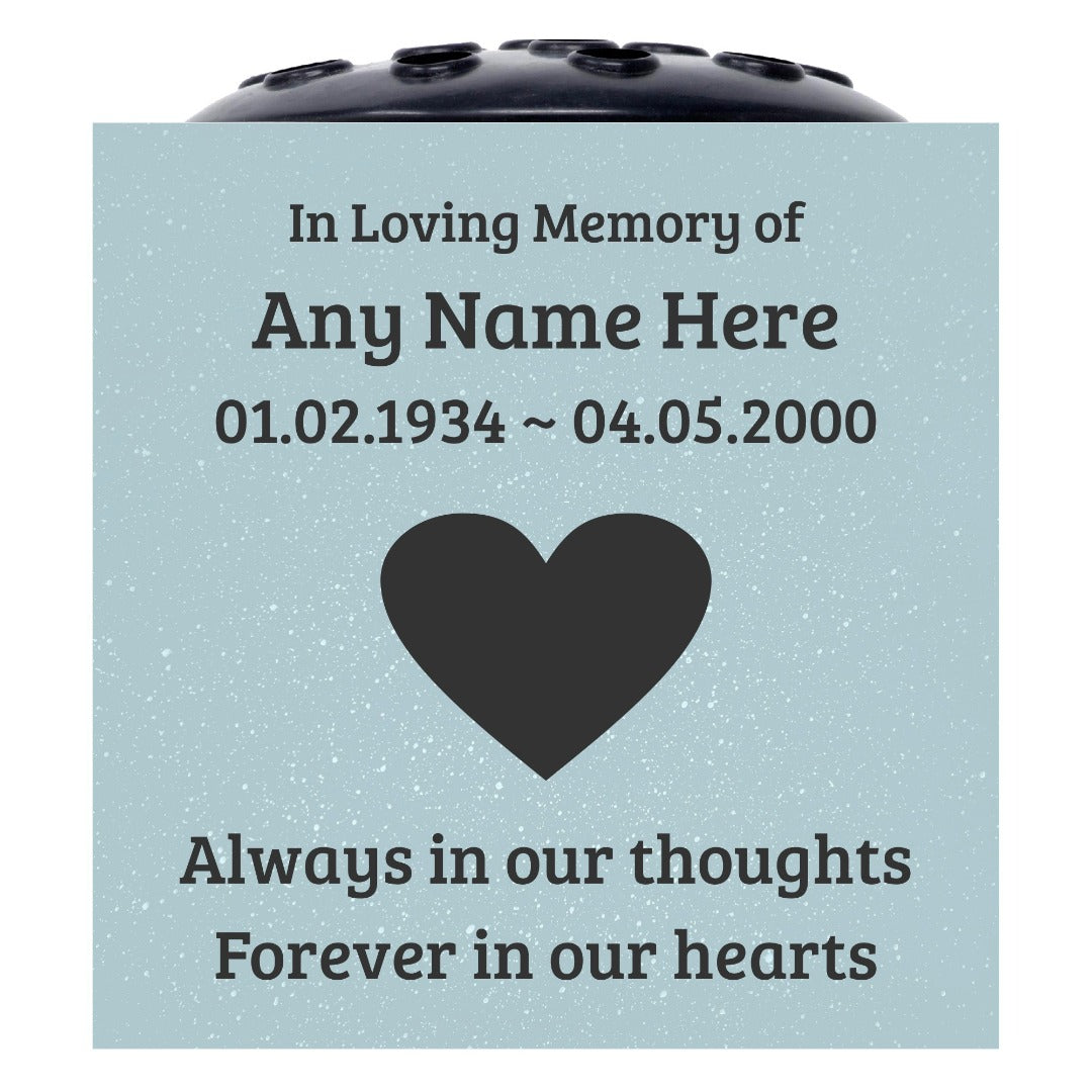 Grey Personalised Customised Memorial Graveside Flower Rose Bowl Vase With Love Heart Always In Our Thoughts Forever In Our Hearts