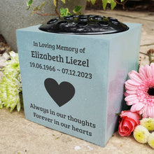 Load image into Gallery viewer, Grey Personalised Customised Memorial Graveside Flower Rose Bowl Vase With Love Heart Always In Our Thoughts Forever In Our Hearts