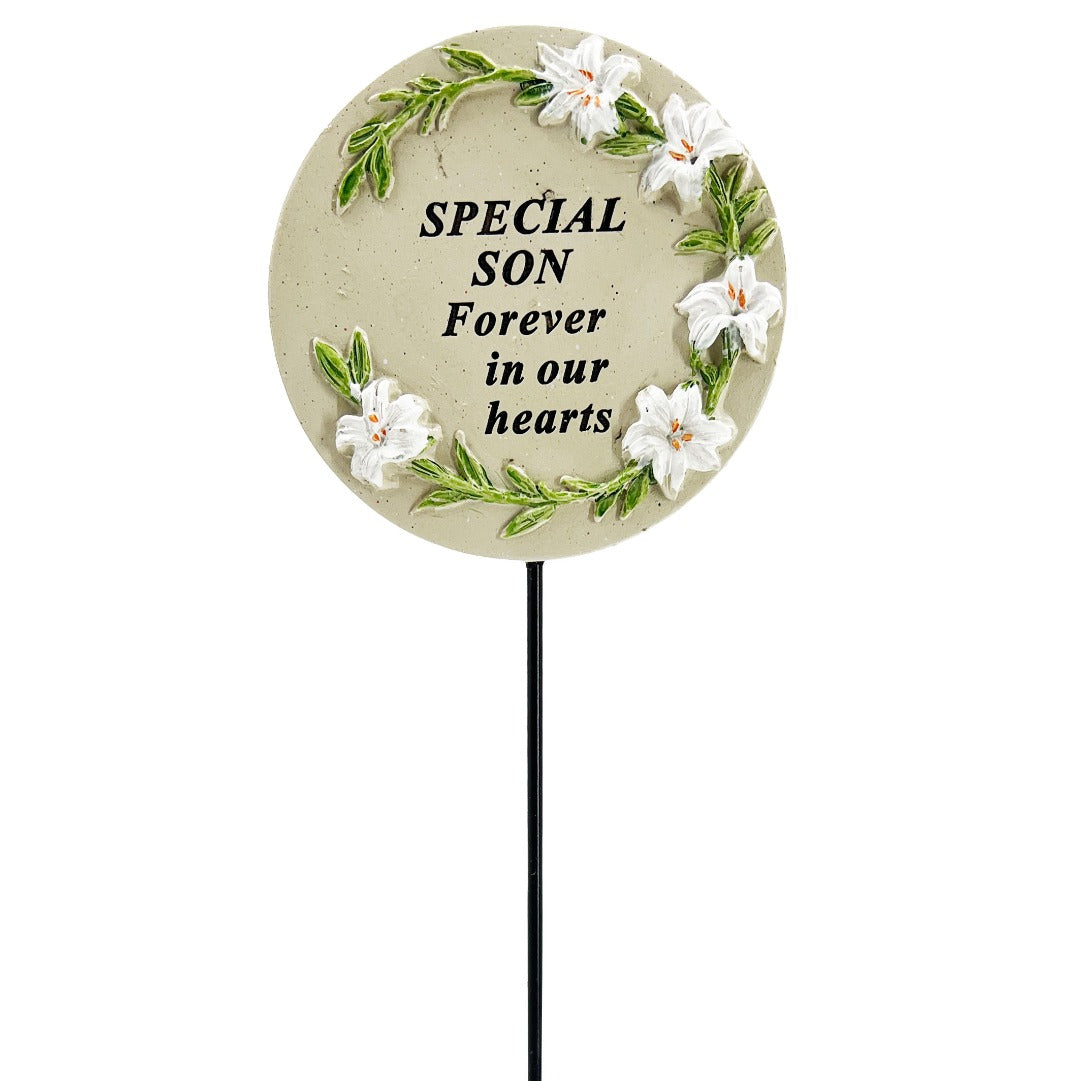 Special Son white lily circle memorial tribute stick