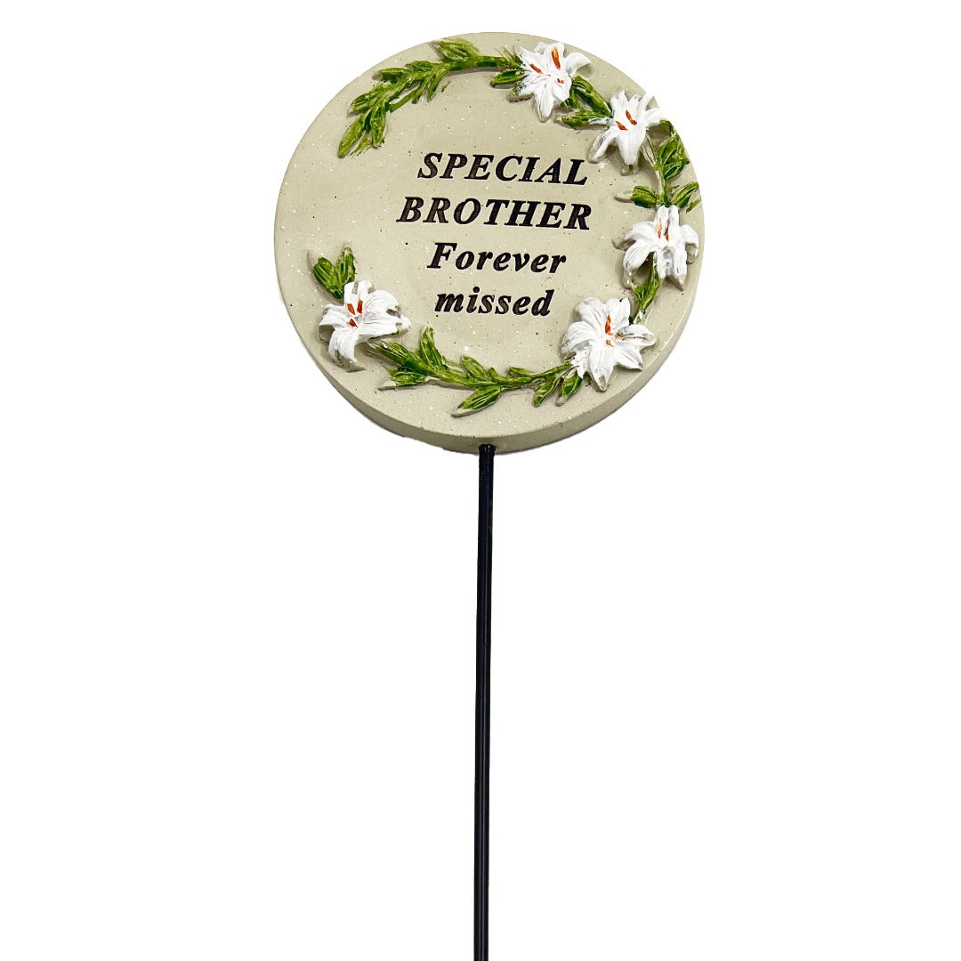 Special Brother white lily circle memorial tribute stick