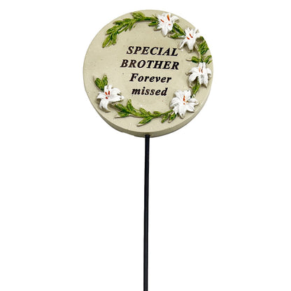 Special Brother white lily circle memorial tribute stick