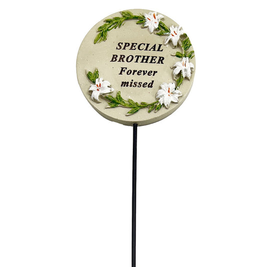 Special Brother white lily circle memorial tribute stick