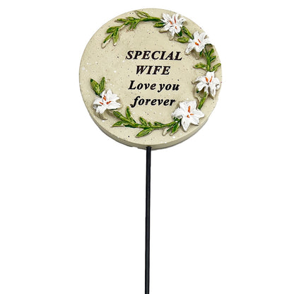 Special Wife Lily Flower Circle Memorial Tribute Stick