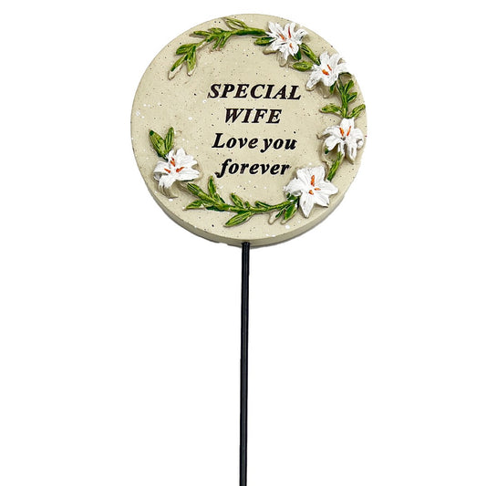 Special Wife Lily Flower Circle Memorial Tribute Stick