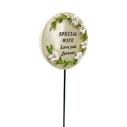 Special Wife Lily Flower Circle Memorial Tribute Stick