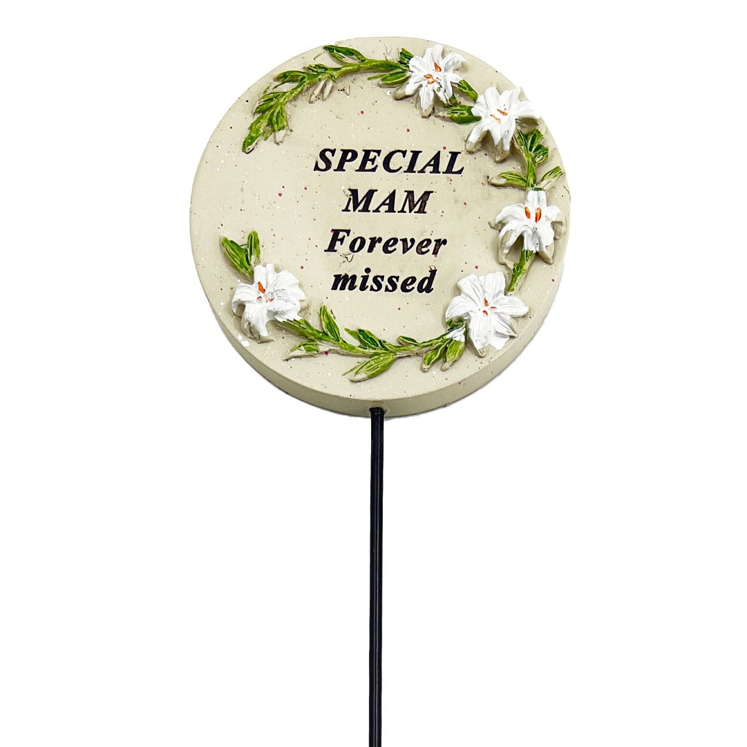 Special Mam Lily Flower Circle Memorial Tribute Stick