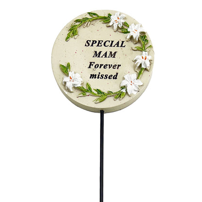 Special Mam Lily Flower Circle Memorial Tribute Stick