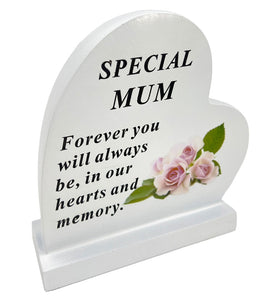 Special Mum Graveside Memorial Heart Flower Rose Grave Plaque Ornament Decoration