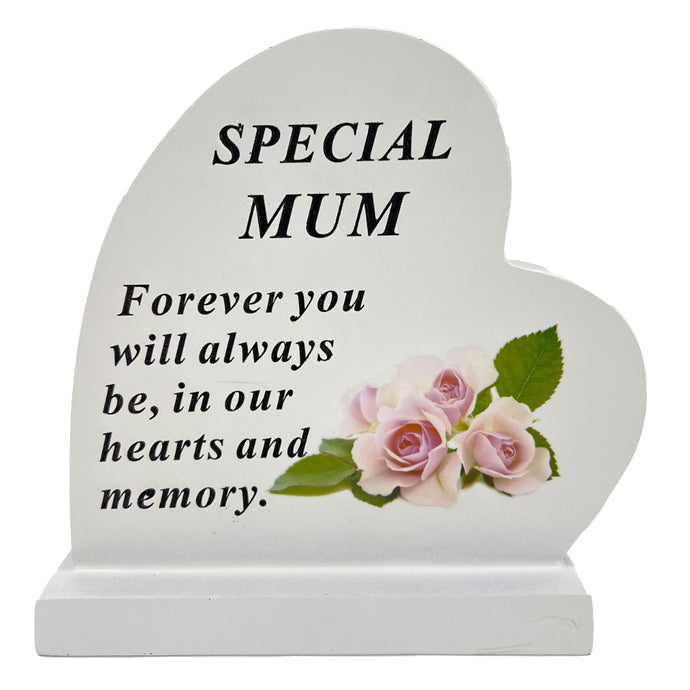 Special Mum Graveside Memorial Heart Flower Rose Grave Plaque Ornament Decoration