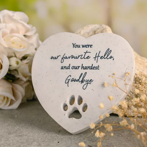 Dog Cat Paw Print Love Heart Memorial Plaque Pet Memory Tribute Graveside Garden Ornament