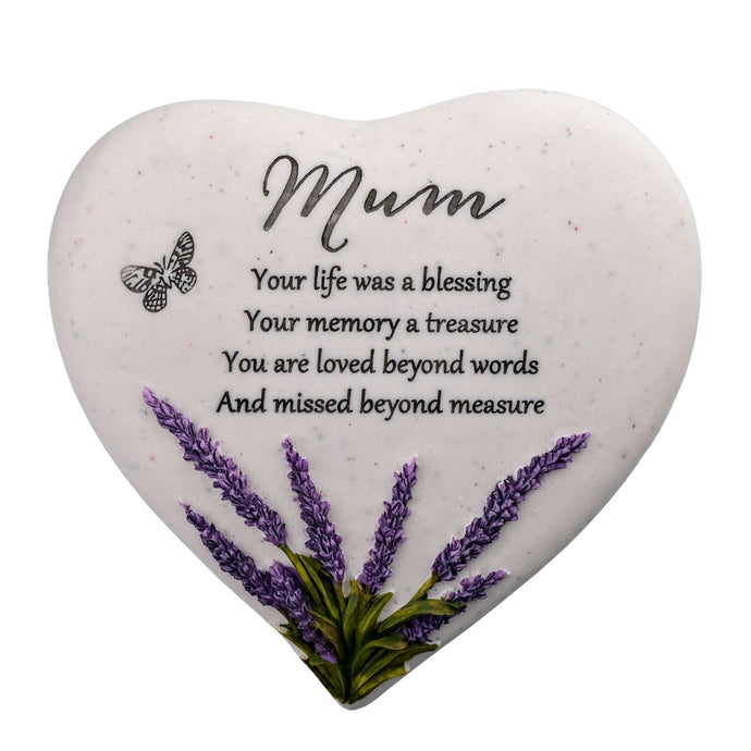 Special Mum Graveside Memorial Lavender Flower Love Heart Grave Plaque Ornament Decoration