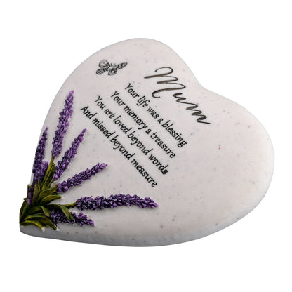 Special Mum Graveside Memorial Lavender Flower Love Heart Grave Plaque Ornament Decoration