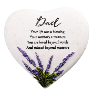 Special Dad Graveside Memorial Lavender Flower Love Heart Grave Plaque Ornament Decoration