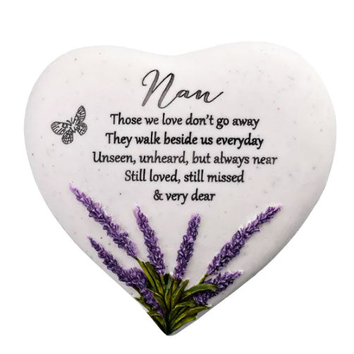 Special Nan Graveside Memorial Lavender Flower Love Heart Grave Plaque Ornament Decoration