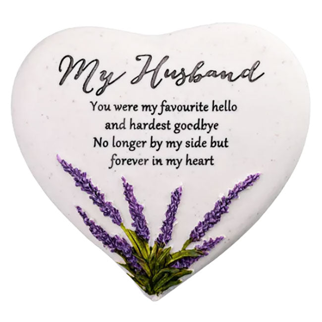 Special Husband Graveside Memorial Lavender Flower Love Heart Grave Plaque Ornament Decoration