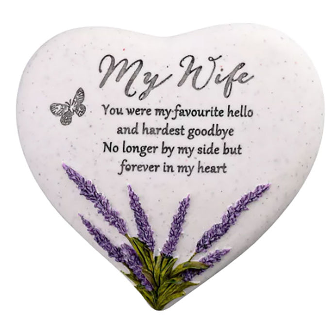 Special Wife Graveside Memorial Lavender Flower Love Heart Grave Plaque Ornament Decoration