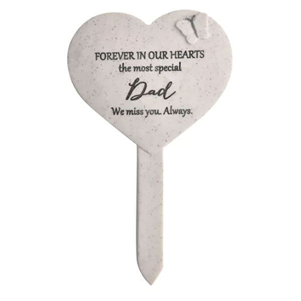 Special Dad In Our Hearts Memorial Tribute Stick Graveside Grave Plaque Heart Stake