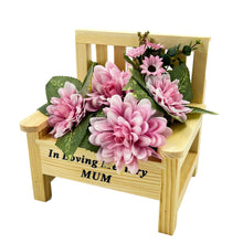 Load image into Gallery viewer, In Loving Memory Mum Bench with Pink Dahlia Artificial Flower Graveside Cemetery Memorial Arrangement