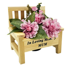 Load image into Gallery viewer, In Loving Memory Mum Bench with Pink Dahlia Artificial Flower Graveside Cemetery Memorial Arrangement