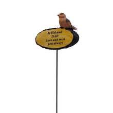 Load image into Gallery viewer, Mum and Dad Love You Always Robin Bird Memorial Tribute Stick Graveside Flower Garden Plaque