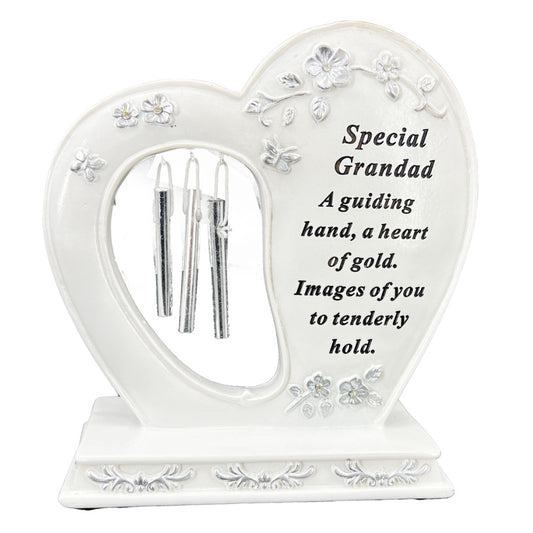Special Grandad heart memorial ornament with wind chimes