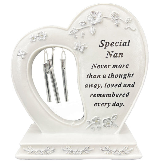 Special Nan Graveside Memorial Wind Chime Heart Grave Plaque Ornament Decoration