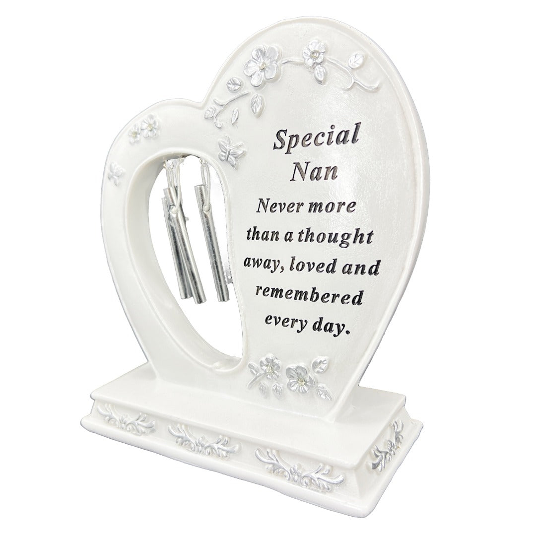 Special Nan Graveside Memorial Wind Chime Heart Grave Plaque Ornament Decoration