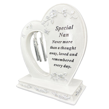 Special Nan Graveside Memorial Wind Chime Heart Grave Plaque Ornament Decoration