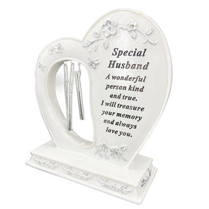 Special Husband Graveside Memorial Wind Chime Heart Grave Plaque Ornament Decoration