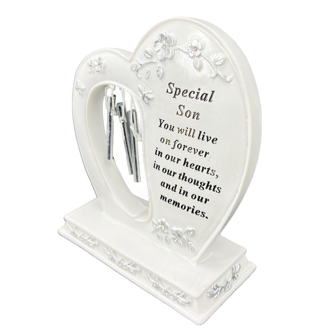 Special Son Graveside Memorial Wind Chime Heart Grave Plaque Ornament Decoration