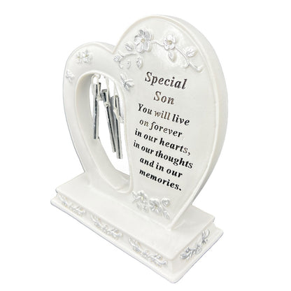 Special Son Graveside Memorial Wind Chime Heart Grave Plaque Ornament Decoration