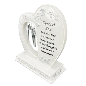 Special Son Graveside Memorial Wind Chime Heart Grave Plaque Ornament Decoration