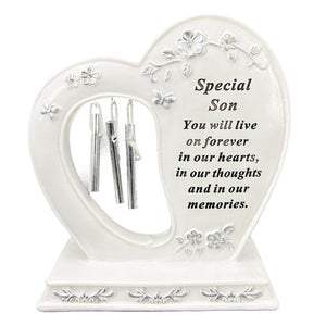 Special Son Graveside Memorial Wind Chime Heart Grave Plaque Ornament Decoration