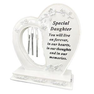 Special Daughter Graveside Memorial Wind Chime Heart Grave Plaque Ornament Decoration