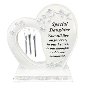 Special Daughter Graveside Memorial Wind Chime Heart Grave Plaque Ornament Decoration