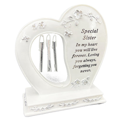 Special Sister Graveside Memorial Wind Chime Heart Grave Plaque Ornament Decoration