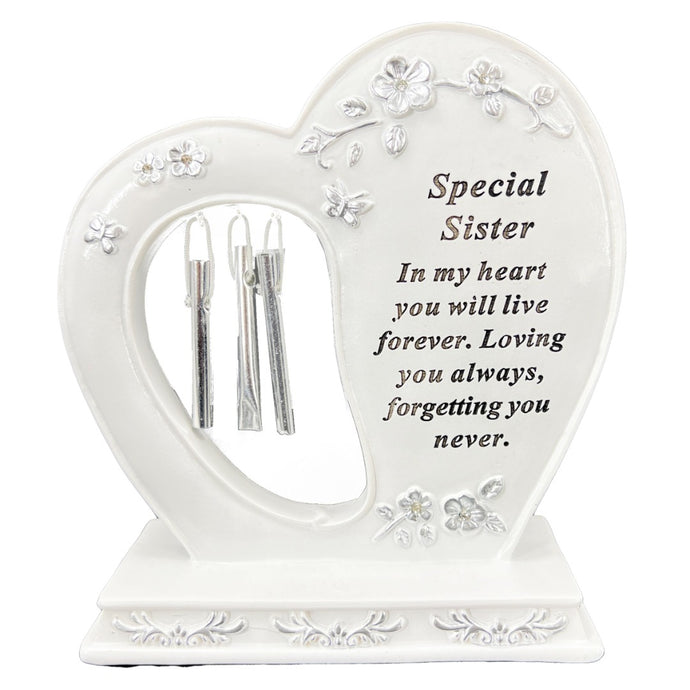 Special Sister Graveside Memorial Wind Chime Heart Grave Plaque Ornament Decoration