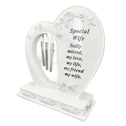 Special Wife Graveside Memorial Wind Chime Heart Grave Plaque Ornament Decoration