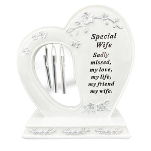 Special Wife Graveside Memorial Wind Chime Heart Grave Plaque Ornament Decoration