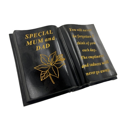 Special Mum and Dad gold lily black book memorial ornament