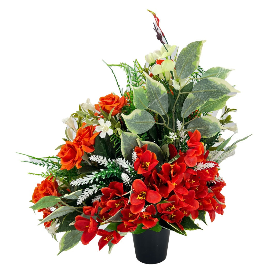 Kirros Large Orange Rose Artificial Flower Graveside Cemetery Memorial Arrangement