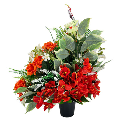 Kirros Large Orange Rose Artificial Flower Graveside Cemetery Memorial Arrangement